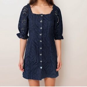 NWT Lucy Paris Mini Dress XS Black Milkmaid Trumpet Sleeve Dark Fairy